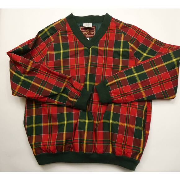 men's vintage PROQUIP pullover windbreaker, plaid, medium - Picture 1 of 4